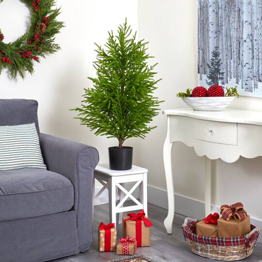 3.5ft. Unlit Norfolk Island Pine Natural Look Artificial Christmas Tree